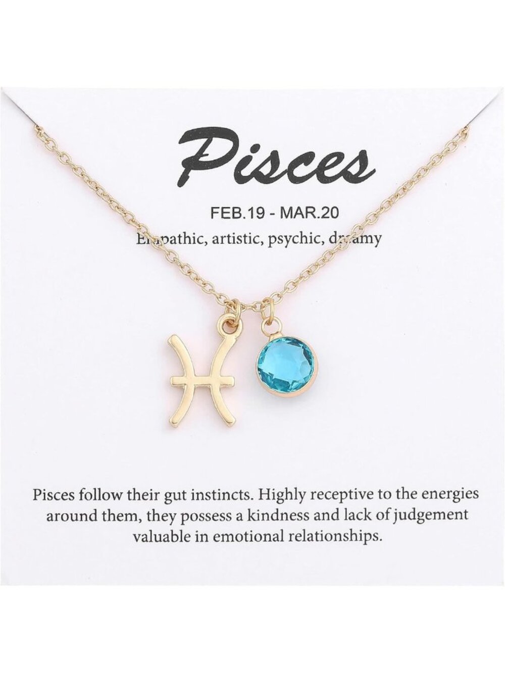 14k Gold Plated Zodiac Birthstone Crystal Pendant Necklace - Horoscope Charm